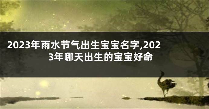 2023年雨水节气出生宝宝名字,2023年哪天出生的宝宝好命