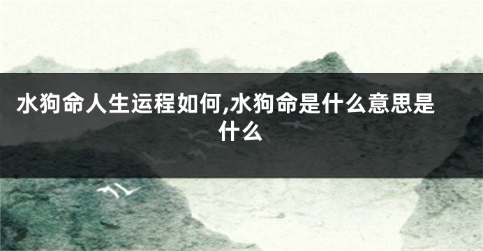 水狗命人生运程如何,水狗命是什么意思是什么