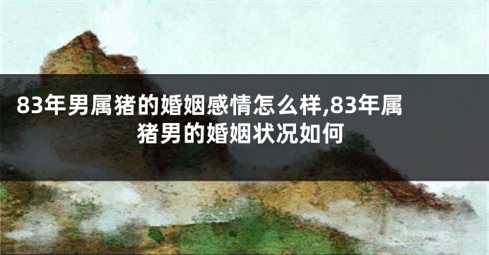 83年男属猪的婚姻感情怎么样,83年属猪男的婚姻状况如何
