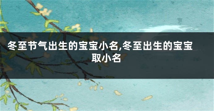 冬至节气出生的宝宝小名,冬至出生的宝宝取小名