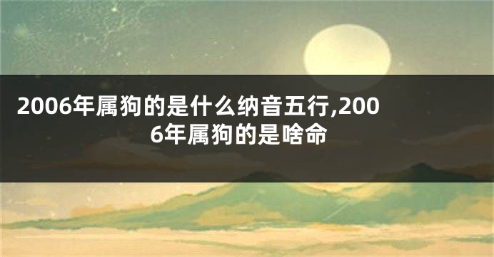 2006年属狗的是什么纳音五行,2006年属狗的是啥命