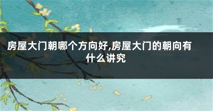 房屋大门朝哪个方向好,房屋大门的朝向有什么讲究