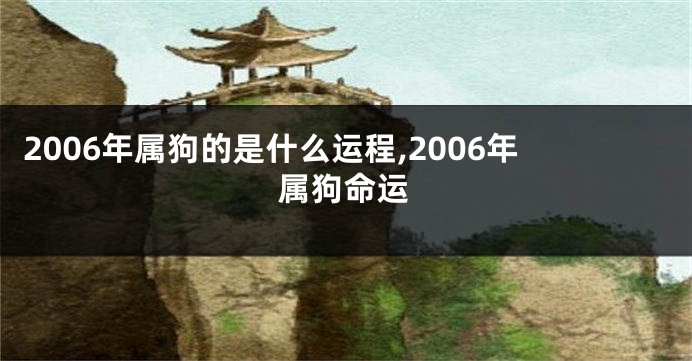 2006年属狗的是什么运程,2006年属狗命运