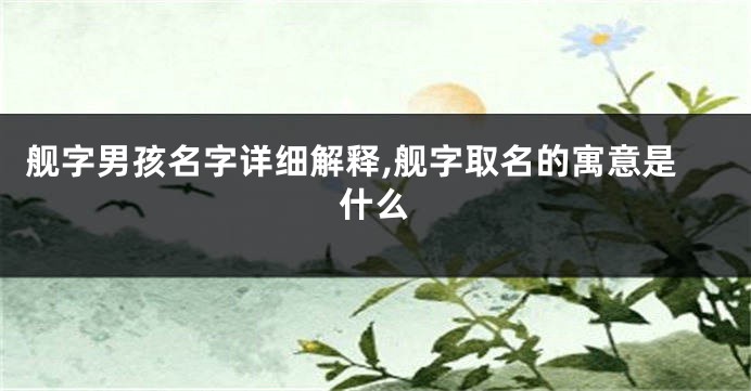 舰字男孩名字详细解释,舰字取名的寓意是什么