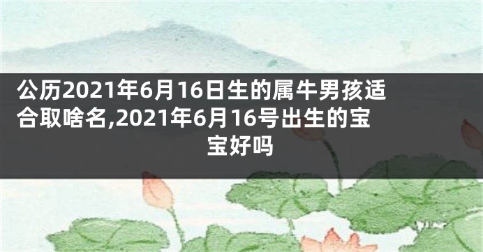 公历2021年6月16日生的属牛男孩适合取啥名,2021年6月16号出生的宝宝好吗