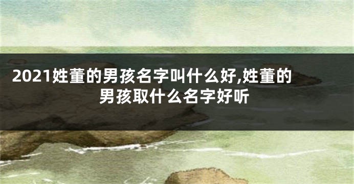 2021姓董的男孩名字叫什么好,姓董的男孩取什么名字好听