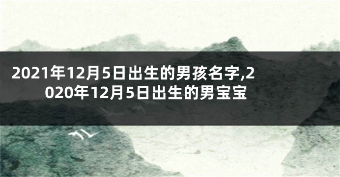 2021年12月5日出生的男孩名字,2020年12月5日出生的男宝宝