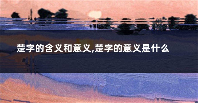 楚字的含义和意义,楚字的意义是什么