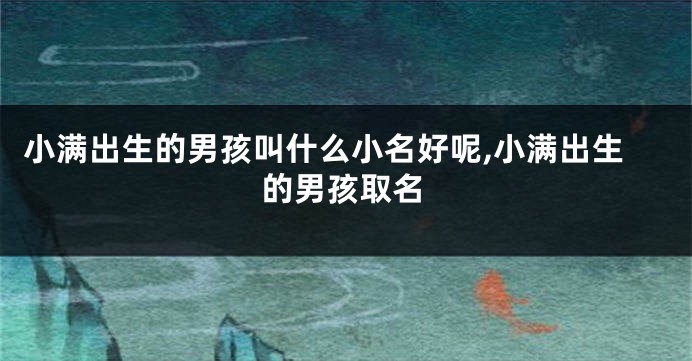 小满出生的男孩叫什么小名好呢,小满出生的男孩取名