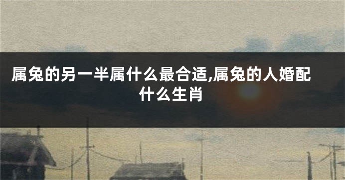 属兔的另一半属什么最合适,属兔的人婚配什么生肖