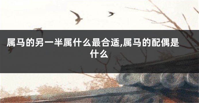 属马的另一半属什么最合适,属马的配偶是什么