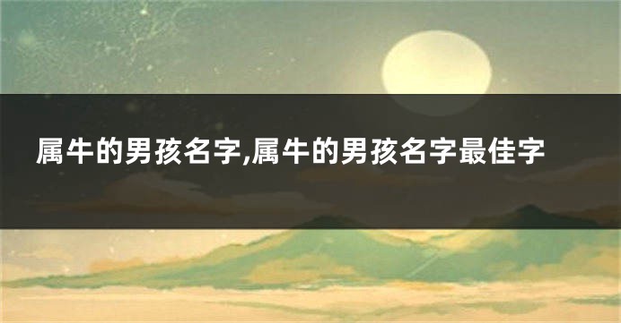 属牛的男孩名字,属牛的男孩名字最佳字