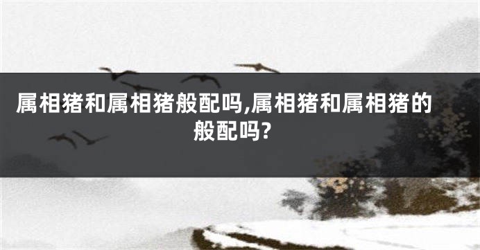 属相猪和属相猪般配吗,属相猪和属相猪的般配吗?