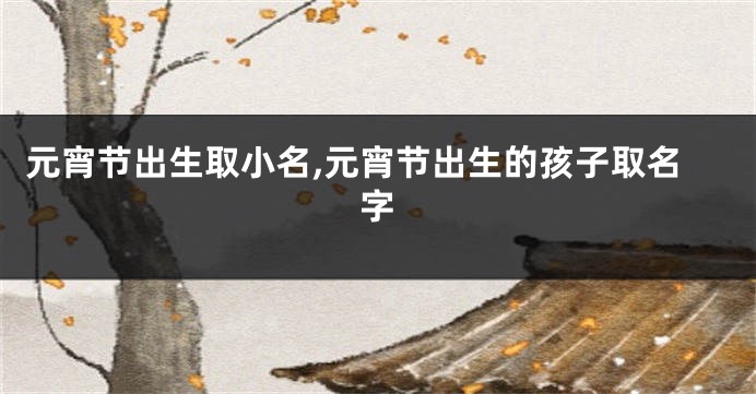 元宵节出生取小名,元宵节出生的孩子取名字