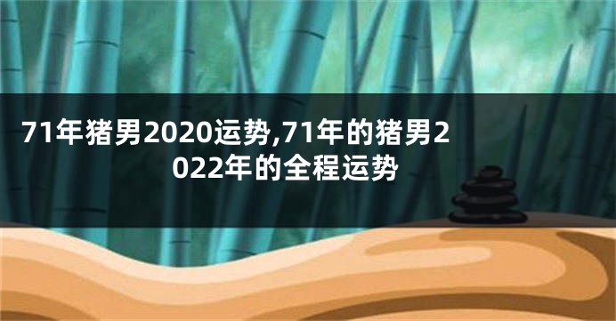 71年猪男2020运势,71年的猪男2022年的全程运势