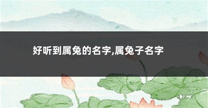 好听到属兔的名字,属兔子名字