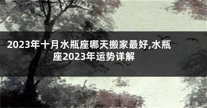 2023年十月水瓶座哪天搬家最好,水瓶座2023年运势详解