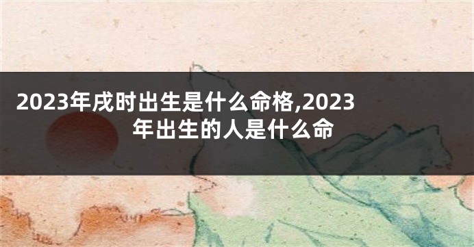 2023年戌时出生是什么命格,2023年出生的人是什么命