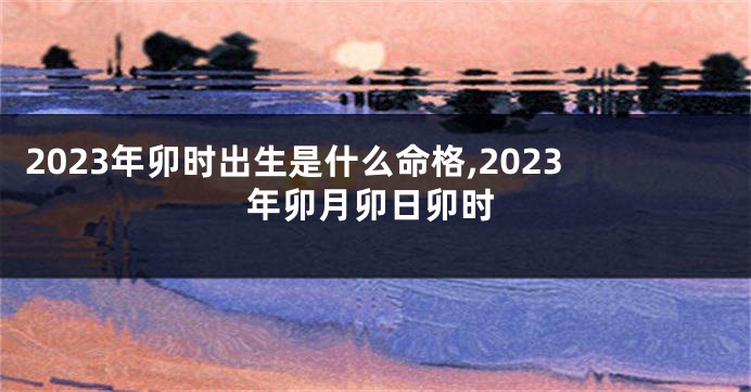 2023年卯时出生是什么命格,2023年卯月卯日卯时