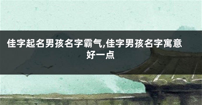 佳字起名男孩名字霸气,佳字男孩名字寓意好一点