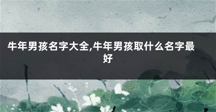 牛年男孩名字大全,牛年男孩取什么名字最好