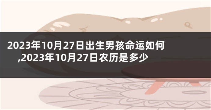 2023年10月27日出生男孩命运如何,2023年10月27日农历是多少