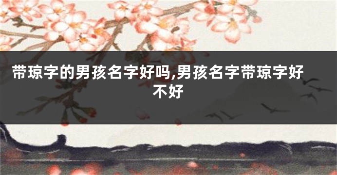 带琼字的男孩名字好吗,男孩名字带琼字好不好
