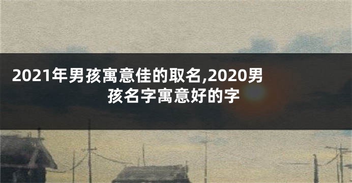 2021年男孩寓意佳的取名,2020男孩名字寓意好的字