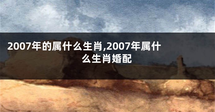 2007年的属什么生肖,2007年属什么生肖婚配