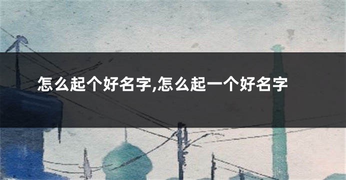 怎么起个好名字,怎么起一个好名字