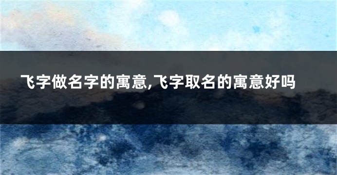 飞字做名字的寓意,飞字取名的寓意好吗