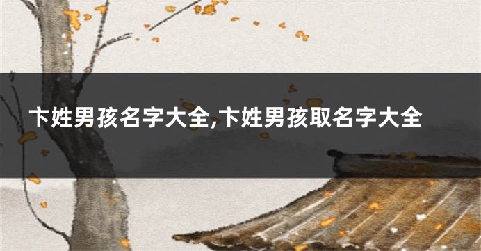 卞姓男孩名字大全,卞姓男孩取名字大全