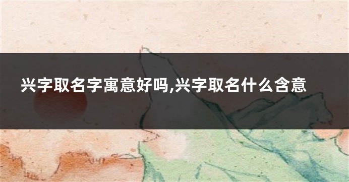 兴字取名字寓意好吗,兴字取名什么含意