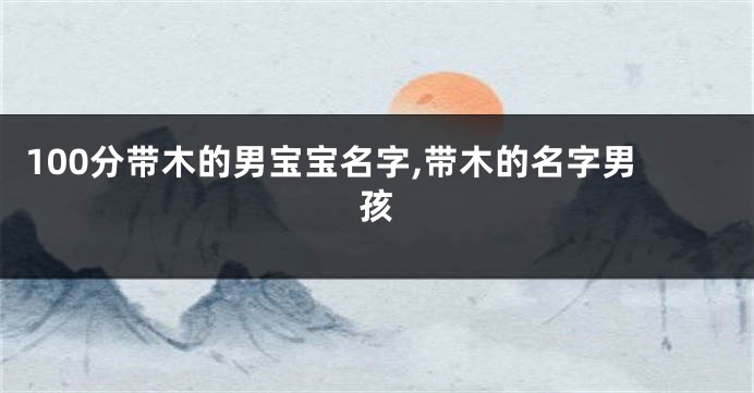 100分带木的男宝宝名字,带木的名字男孩