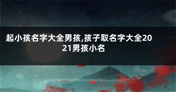 起小孩名字大全男孩,孩子取名字大全2021男孩小名