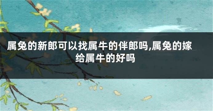 属兔的新郎可以找属牛的伴郎吗,属兔的嫁给属牛的好吗