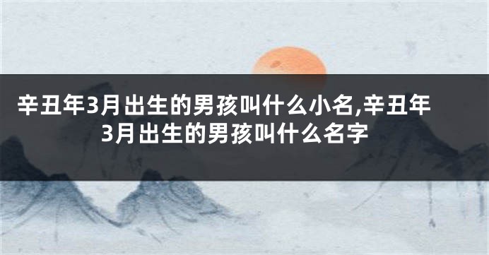 辛丑年3月出生的男孩叫什么小名,辛丑年3月出生的男孩叫什么名字