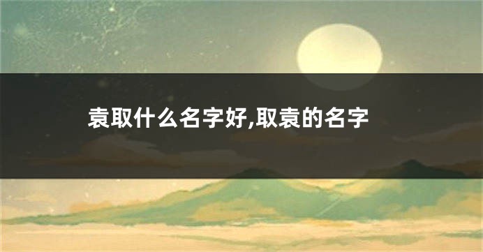袁取什么名字好,取袁的名字