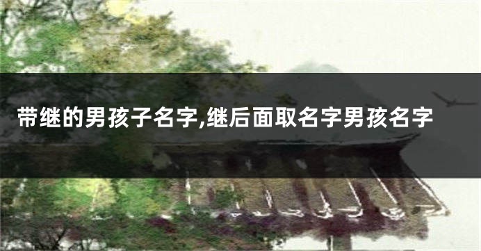 带继的男孩子名字,继后面取名字男孩名字