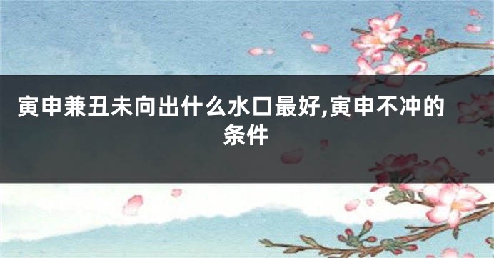 寅申兼丑未向出什么水口最好,寅申不冲的条件