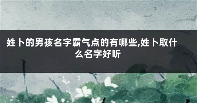 姓卜的男孩名字霸气点的有哪些,姓卜取什么名字好听