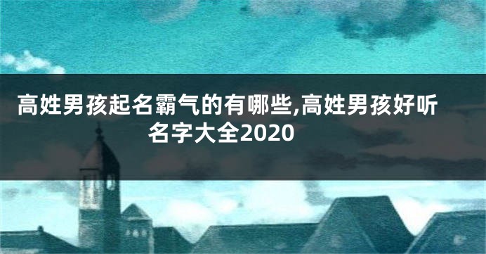 高姓男孩起名霸气的有哪些,高姓男孩好听名字大全2020