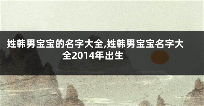 姓韩男宝宝的名字大全,姓韩男宝宝名字大全2014年出生