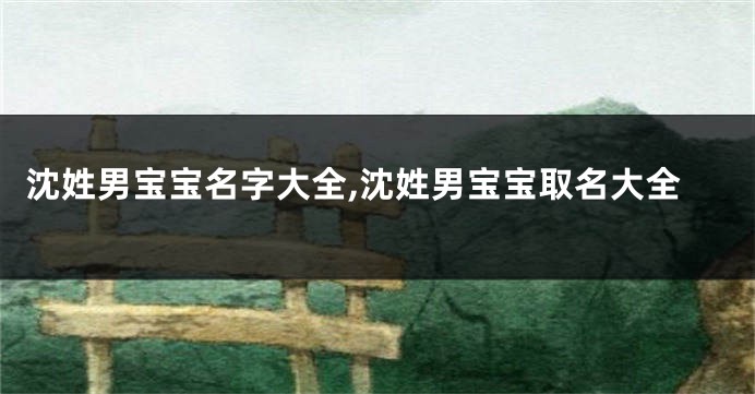 沈姓男宝宝名字大全,沈姓男宝宝取名大全