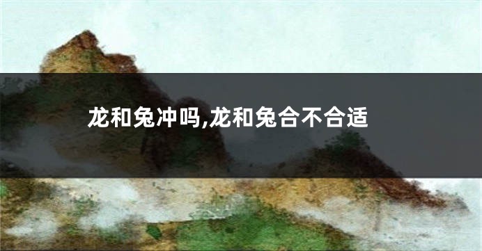 龙和兔冲吗,龙和兔合不合适
