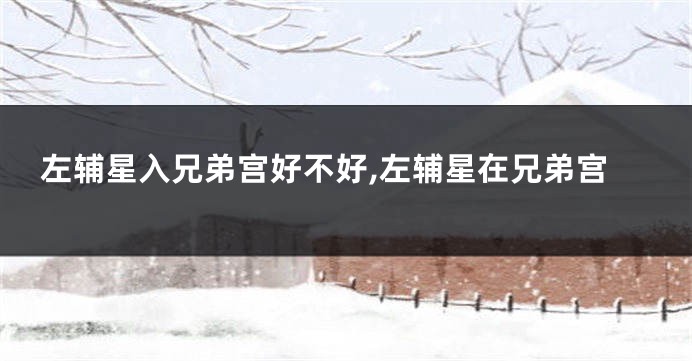 左辅星入兄弟宫好不好,左辅星在兄弟宫