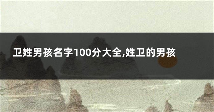 卫姓男孩名字100分大全,姓卫的男孩