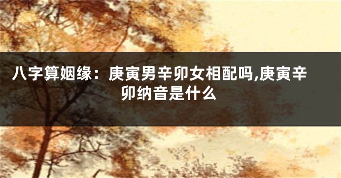 八字算姻缘:庚寅男辛卯女相配吗,庚寅辛卯纳音是什么