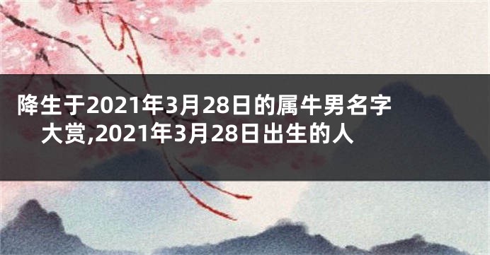 降生于2021年3月28日的属牛男名字大赏,2021年3月28日出生的人