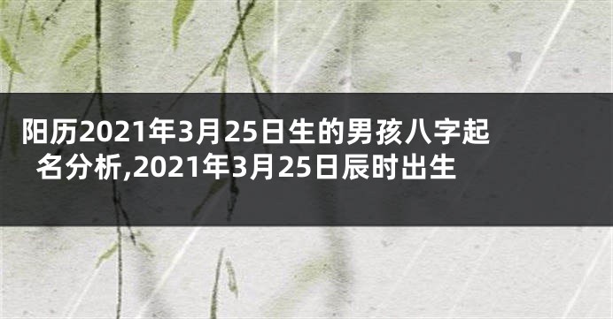 阳历2021年3月25日生的男孩八字起名分析,2021年3月25日辰时出生